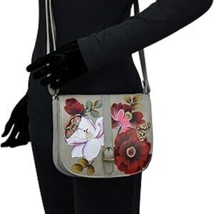 Anna by Anuschka Women's Hand Painted Genuine Leather Flap Crossbody